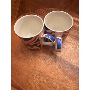 UNION JACK Flag British * English Coffee Tea Mug Cup KENT POTTERY A Set Of 2